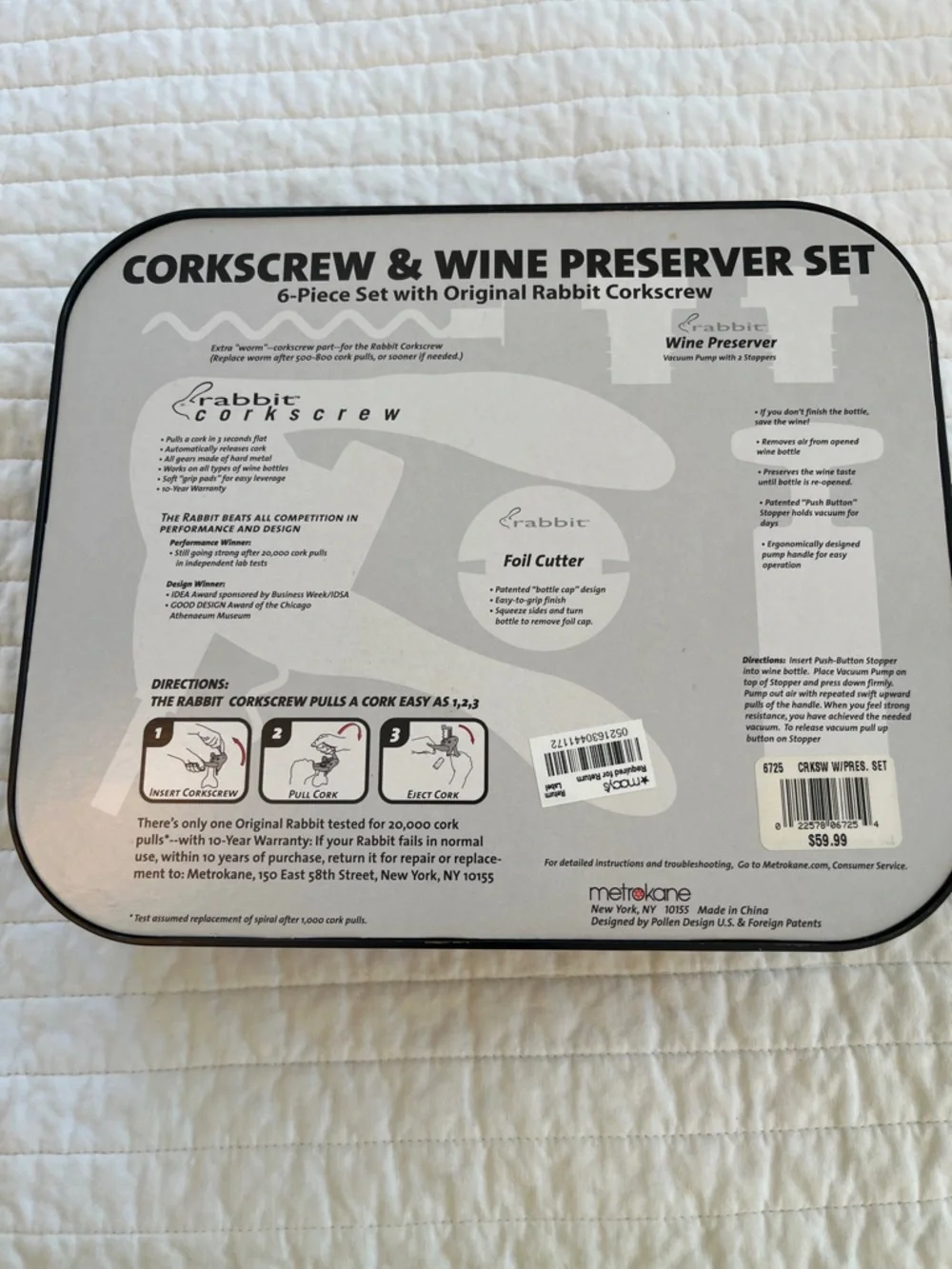 Metrokane Rabbit Silver Corkscrew & Wine Preserver Set - 6 Piece - Picture 2 of 2